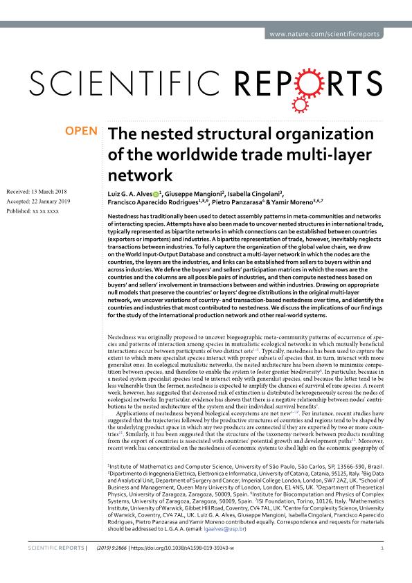 The nested structural organization of the worldwide trade multi-layer network