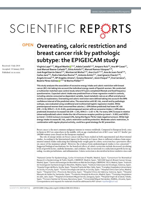 Overeating, caloric restriction and breast cancer risk by pathologic subtype: the EPIGEICAM study