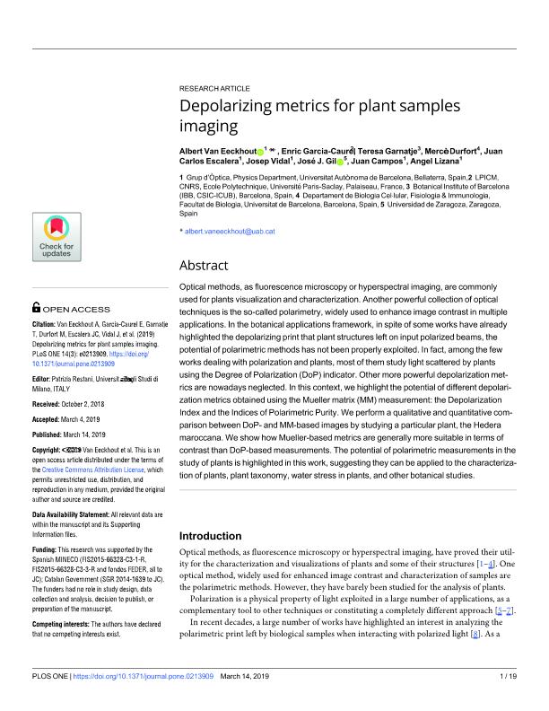Depolarizing metrics for plant samples imaging