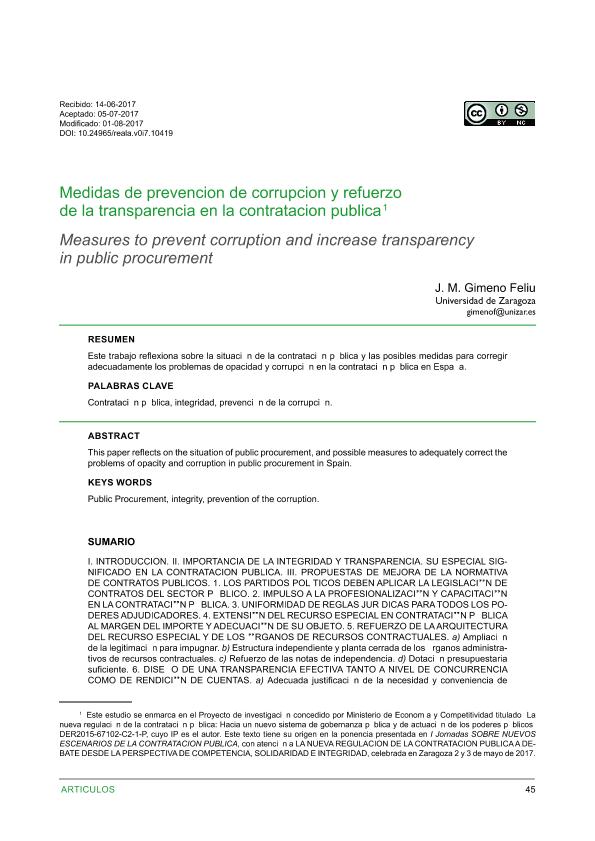 Medidas de prevencion de corrupcion y refuerzo de la transparencia en la contratacion publica