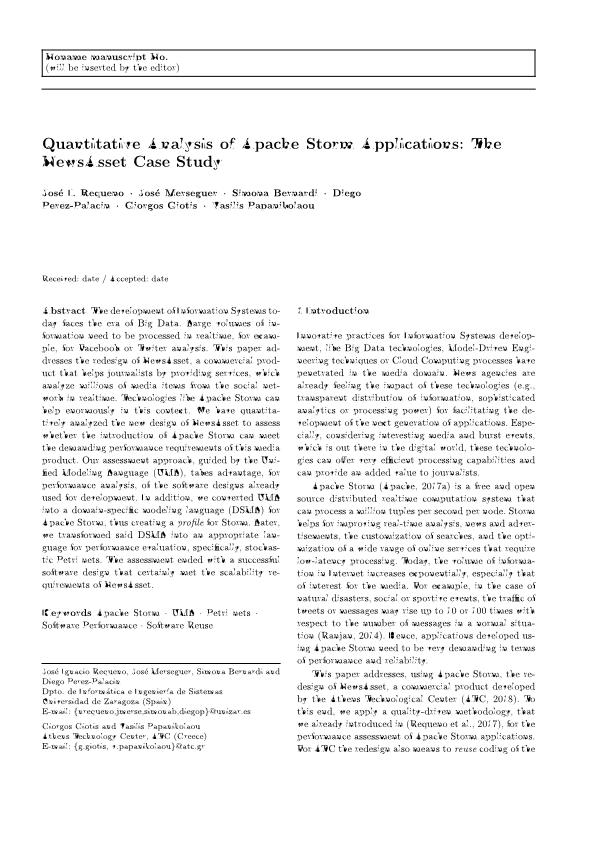 Quantitative Analysis of Apache Storm Applications: The NewsAsset Case Study