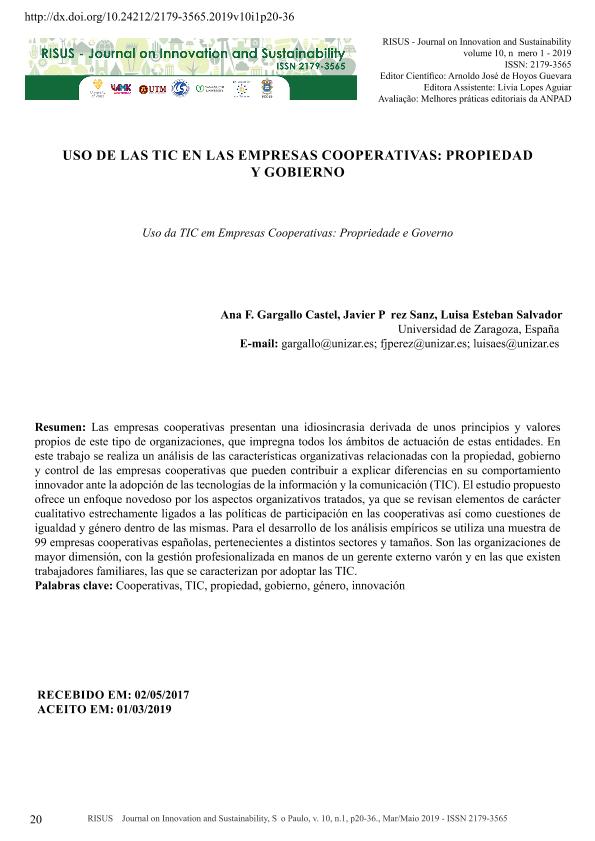 Uso de las TIC en las empresas cooperativas: propiedad y gobierno