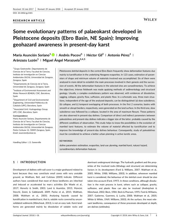 Some evolutionary patterns of palaeokarst developed in Pleistocene deposits (Ebro Basin, NE Spain): Improving geohazard awareness in present-day karst