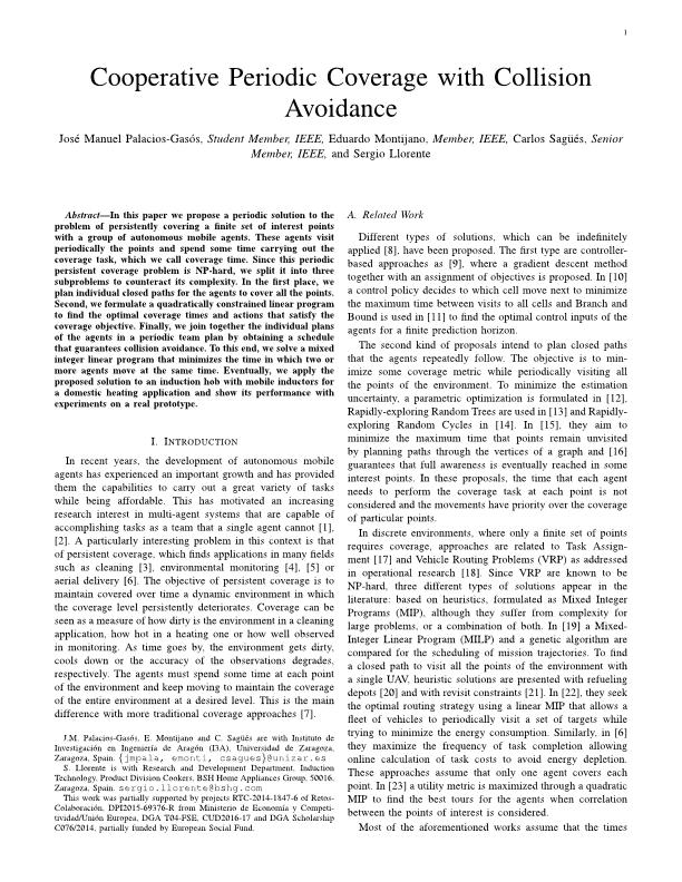 Cooperative Periodic Coverage With Collision Avoidance