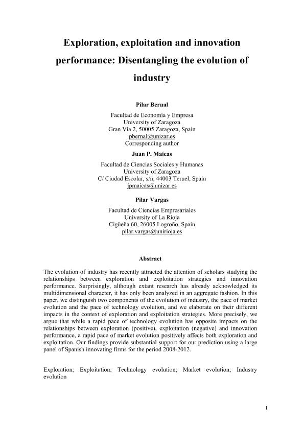 Exploration, exploitation and innovation performance: disentangling the evolution of industry