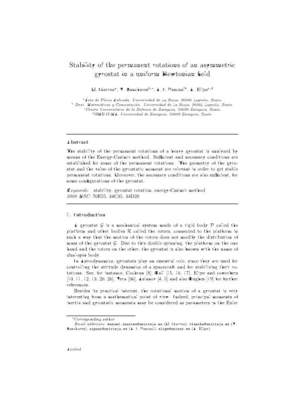 Stability of the permanent rotations of an asymmetric gyrostat in a uniform Newtonian field