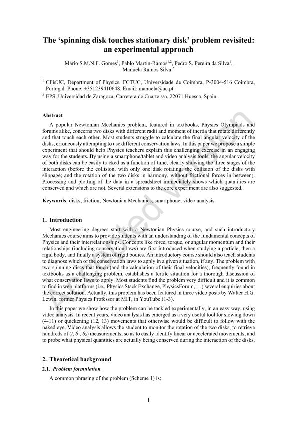 The 'spinning disk touches stationary disk' problem revisited: an experimental approach