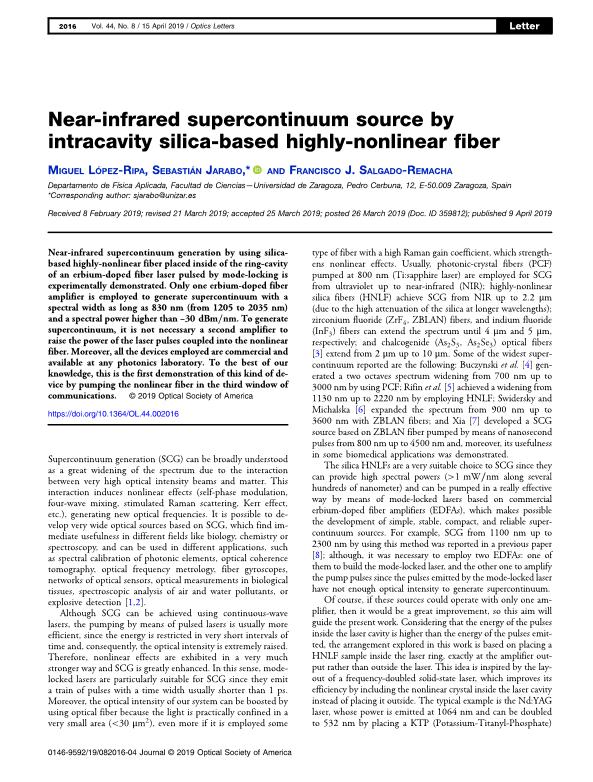 Near-infrared supercontinuum source by intracavity silica-based highly-nonlinear fiber
