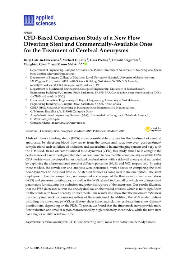 CFD-based comparison study of a new flow diverting stent and commercially-available ones for the treatment of cerebral aneurysms