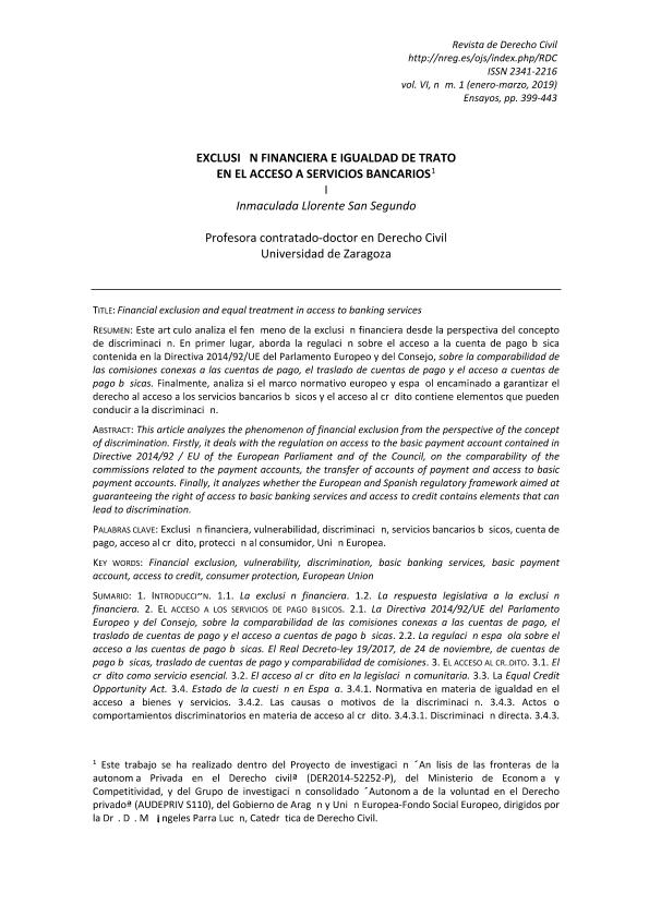 Exclusión financiera e igualdad de trato en el acceso a servicios bancarios