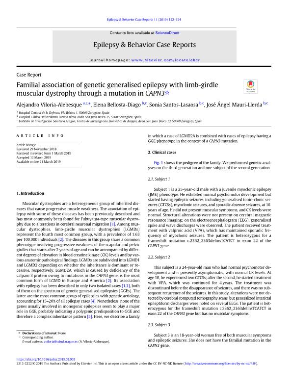 Familial association of genetic generalised epilepsy with limb-girdle muscular dystrophy through a mutation in CAPN3