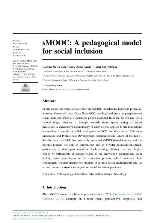 sMOOC: A pedagogical model for social inclusion