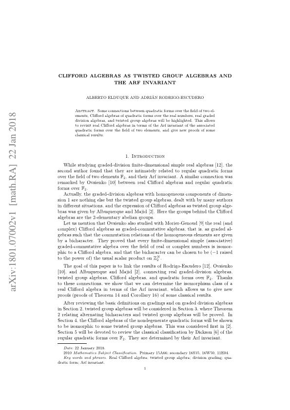 Clifford Algebras as Twisted Group Algebras and the Arf Invariant