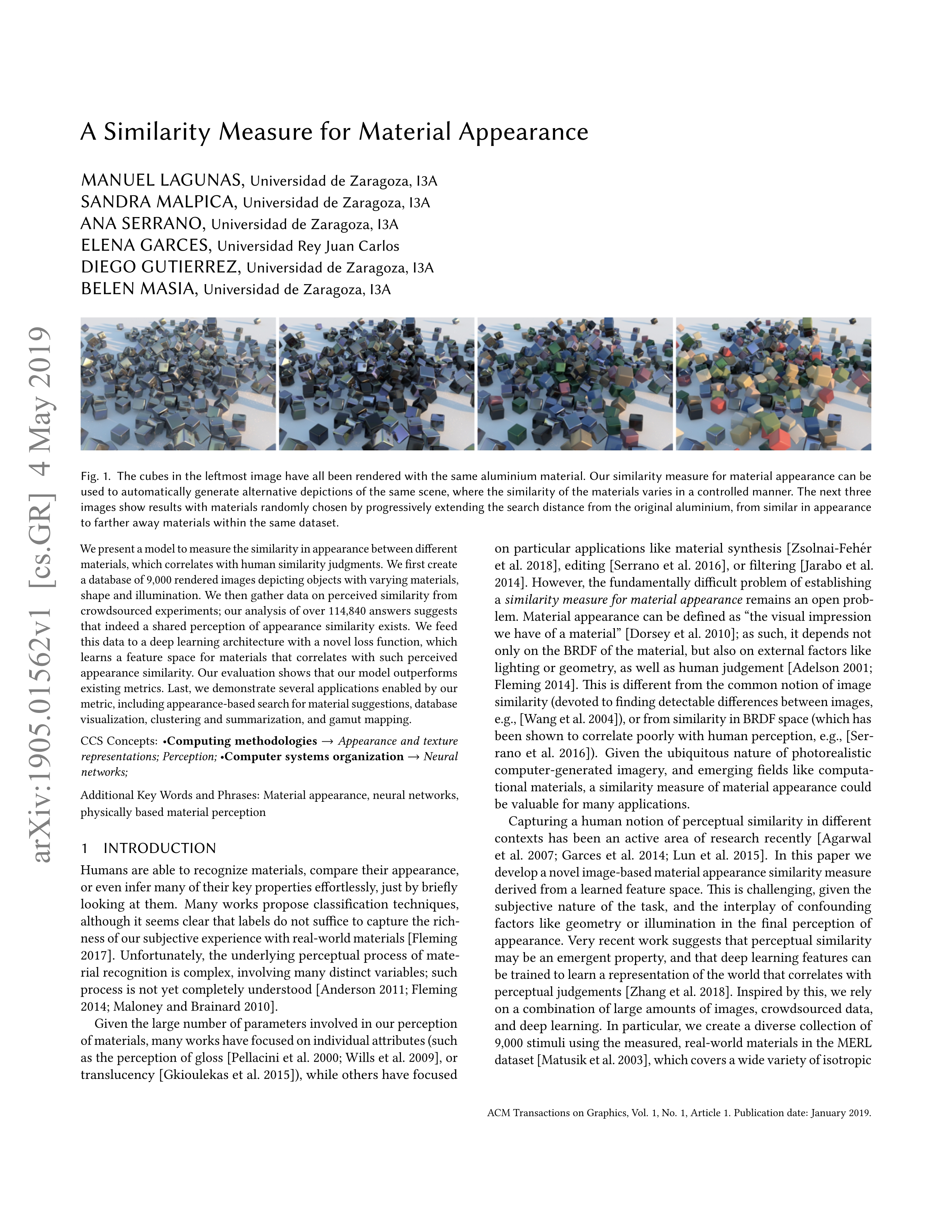 A similarity measure for material appearance