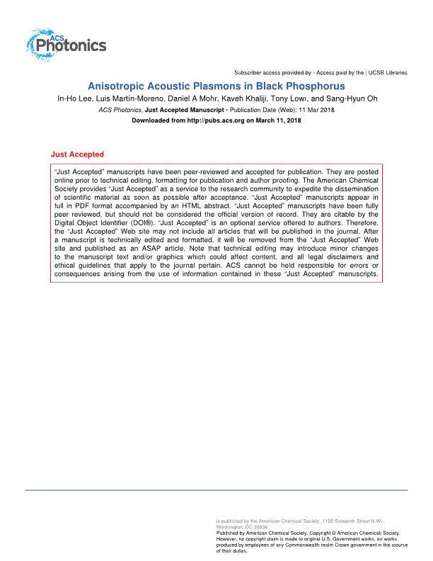 Anisotropic acoustic plasmons in black phosphorus