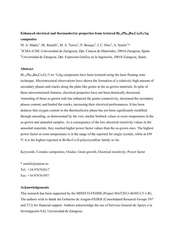 Enhanced electrical and thermoelectric properties from textured Bi1.6Pb0.4Ba2Co2Oy/Ag composites