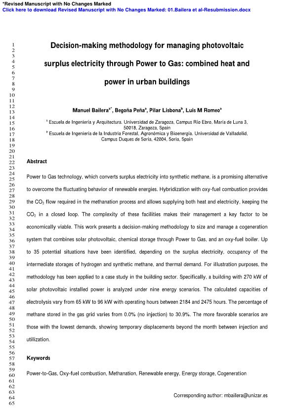 Decision-making methodology for managing photovoltaic surplus electricity through Power to Gas: Combined heat and power in urban buildings