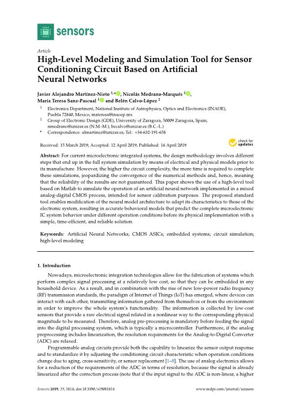 High-level modeling and simulation tool for sensor conditioning circuit based on artificial neural networks