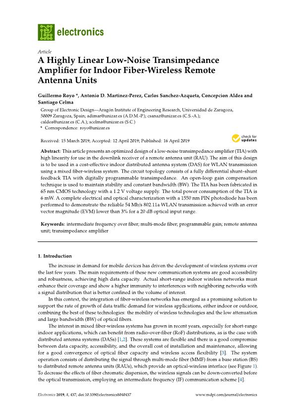 A highly linear low-noise transimpedance amplifier for indoor fiber-wireless remote antenna units