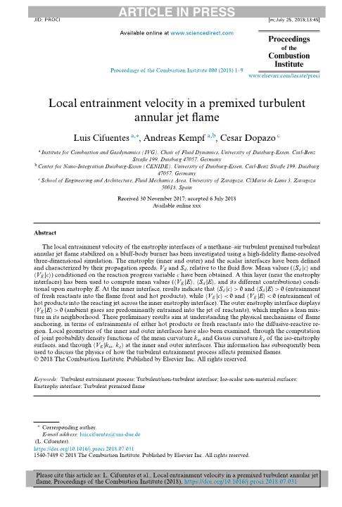 Local entrainment velocity in a premixed turbulent annular jet flame