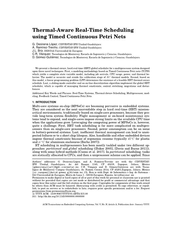 Thermal-aware real-time scheduling using timed continuous Petri Nets