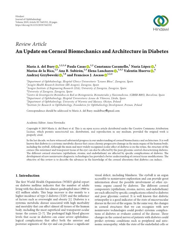 An Update on Corneal Biomechanics and Architecture in Diabetes