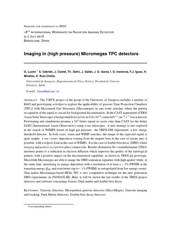 Imaging in (high pressure) Micromegas TPC detectors