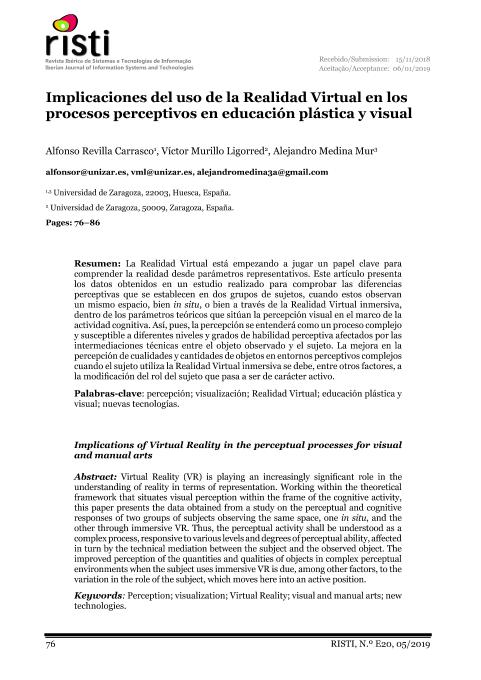 Implicaciones del uso de la realidad virtual en los procesos perceptivos en educación plástica y visual