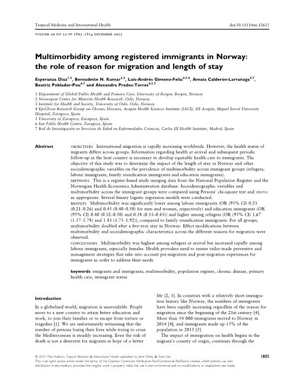 Multimorbidity among registered immigrants in Norway: the role of reason for migration and length of stay
