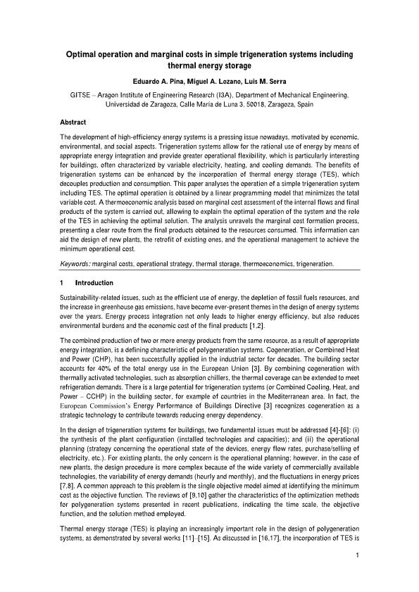 Optimal operation and marginal costs in simple trigeneration systems including thermal energy storage