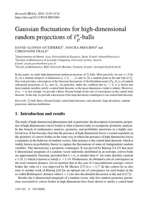 Gaussian fluctuations for high-dimensional random projections of ln p-balls