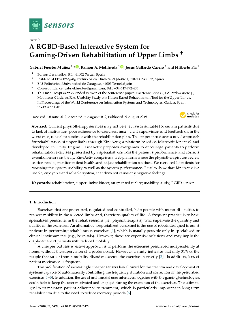 A RGBD-Based interactive system for gaming-driven rehabilitation of upper limbs