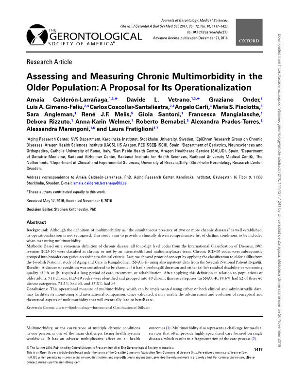 Assessing and measuring chronic multimorbidity in the older population: a proposal for its operationalization