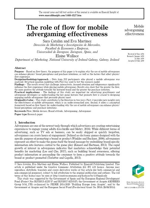 The role of flow for mobile advergaming effectiveness