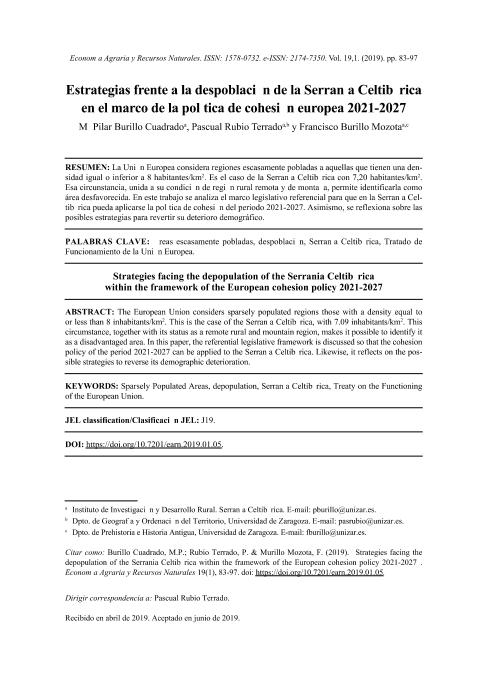 Estrategias frente a la despoblación de la Serranía Celtibérica en el marco de la política de cohesión europea 2021-2027