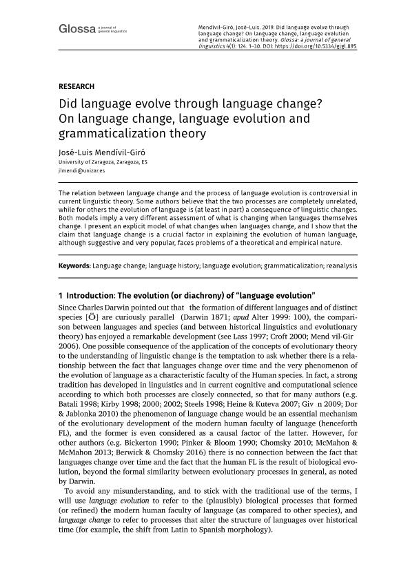 Did language evolve through language change? On language change, language evolution and grammaticalization theory