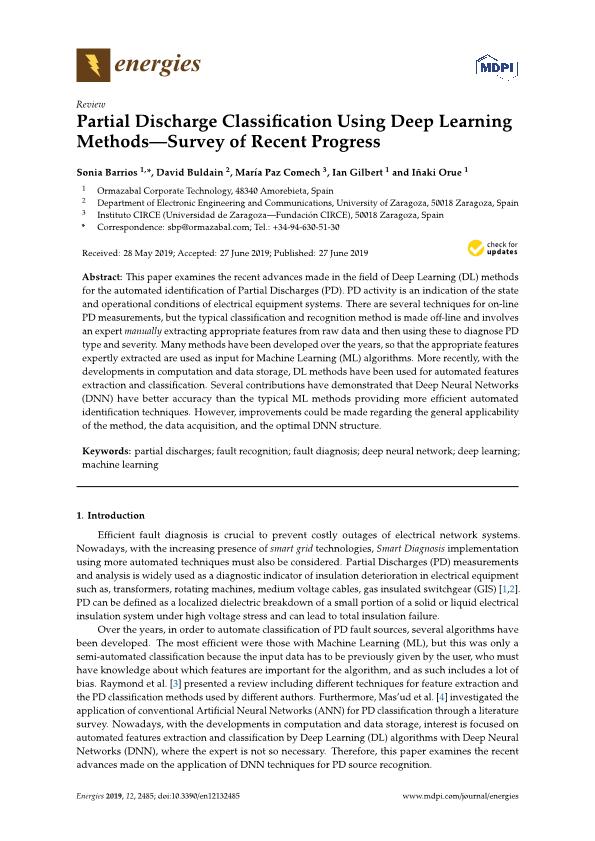 Partial discharge classification using deep learning methods—survey of recent progress