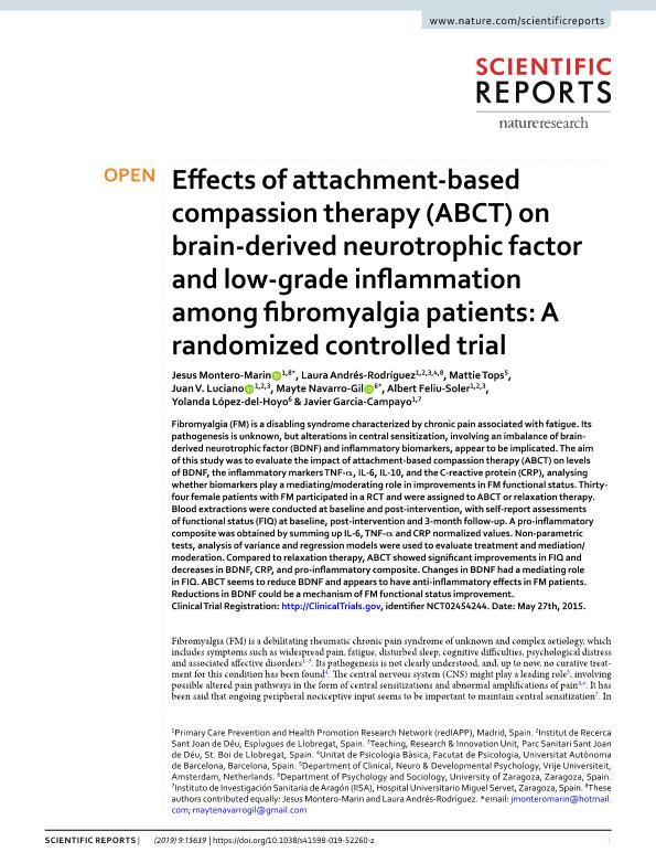 Effects of attachment-based compassion therapy (ABCT) on brain-derived neurotrophic factor and low-grade inflammation among fibromyalgia patients: A randomized controlled trial
