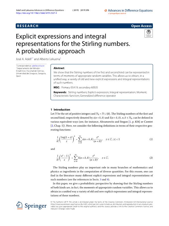 Explicit expressions and integral representations for the Stirling numbers. A probabilistic approach
