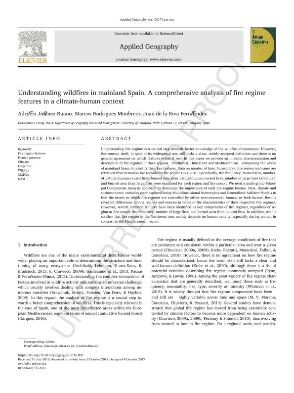 Understanding wildfires in mainland Spain. A comprehensive analysis of fire regime features in a climate-human context