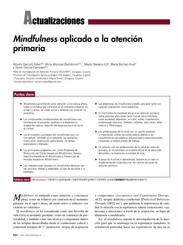 Mindfulness aplicado a la atención primaria