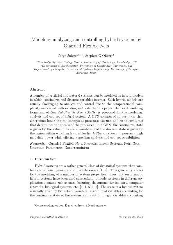 Modeling, analyzing and controlling hybrid systems by Guarded Flexible Nets