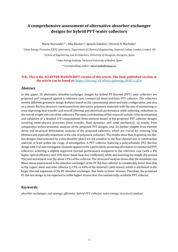 A comprehensive assessment of alternative absorber-exchanger designs for hybrid PVT-water collectors