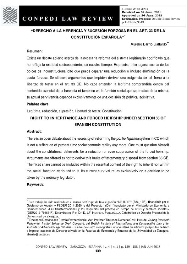 Derecho a la herencia y sucesión forzosa en el art. 33 de la Constitución española