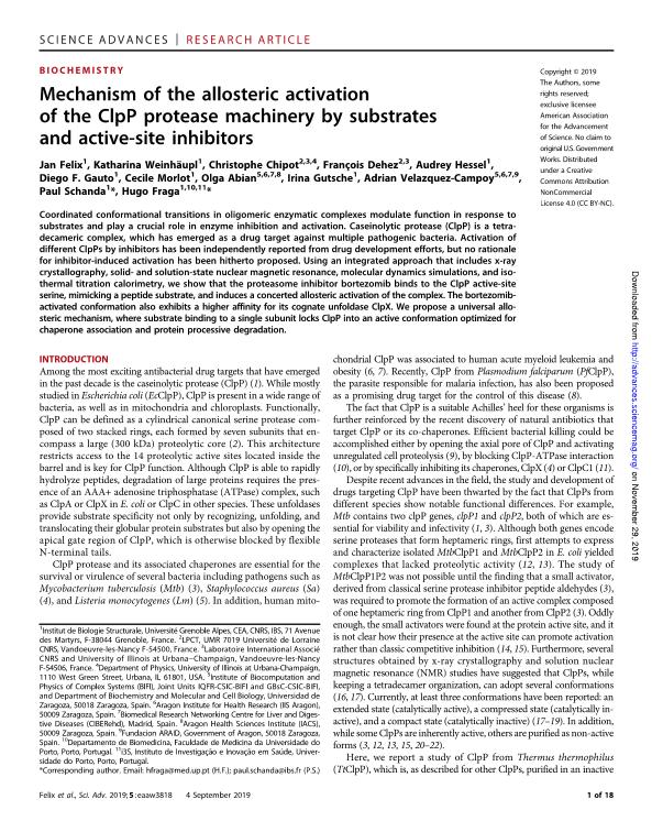 Mechanism of the allosteric activation of the ClpP protease machinery by substrates and active-site inhibitors