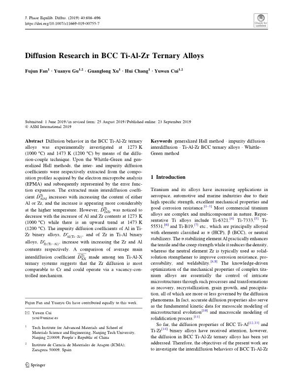 Diffusion Research in BCC Ti-Al-Zr Ternary Alloys