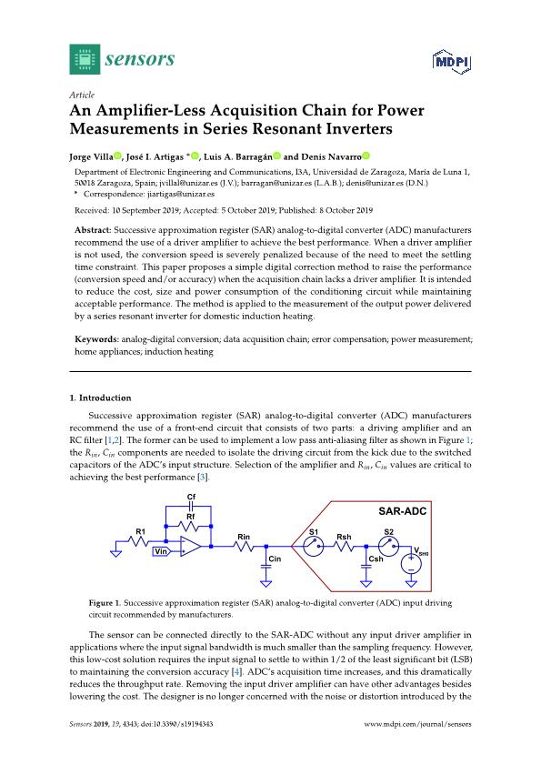An amplifier-less acquisition chain for power measurements in series resonant inverters
