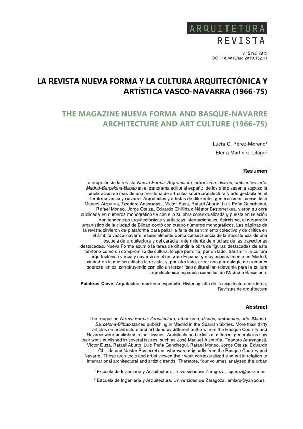 La revista nueva forma y la cultura arquitectónica y artística Vasco-Navarra (1966-75)