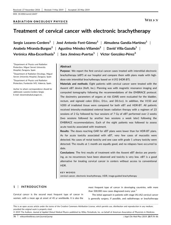 Treatment of cervical cancer with electronic brachytherapy