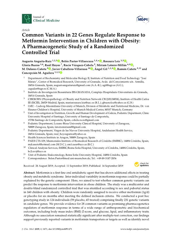 Common Variants in 22 Genes Regulate Response to Metformin Intervention in Children with Obesity: A Pharmacogenetic Study of a Randomized Controlled Trial